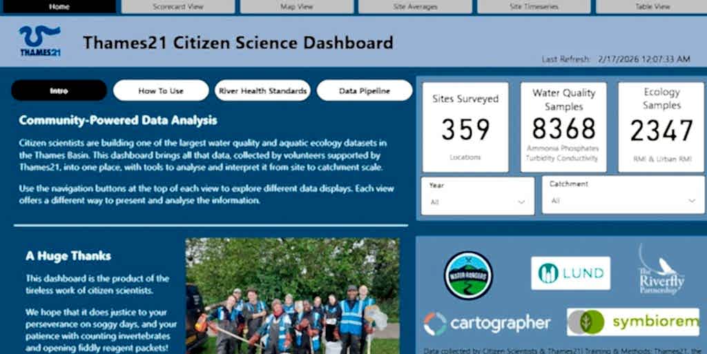 thames21 citizen science dashboard